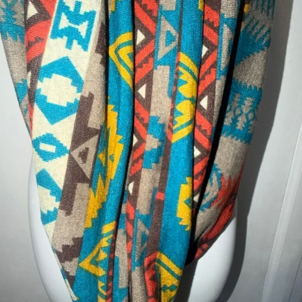 STOLEN SUNDAY Midweight Double Layer Tribal Print Infinity Scarf